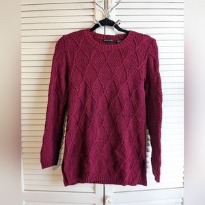 Dark red cable knit sweater